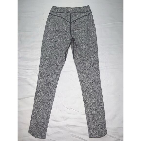 Gymshark Dry Management Fleur Texture Leggings Size Small Gray White Full Length - Picture 9 of 12